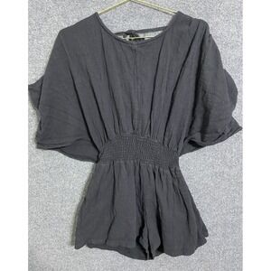 Free People Pietro Romper Women Small Faded Black Oversized Bohemian Bateau Neck